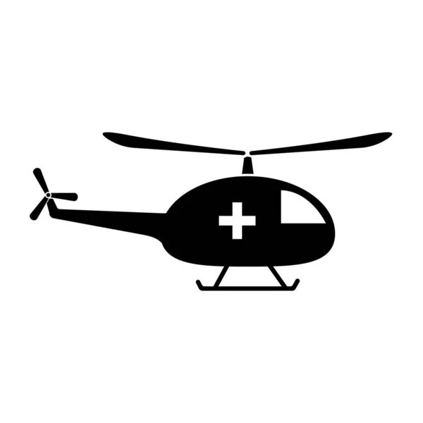 医疗直升机图标 直升机在尸体上的矢量图像描绘了一个医疗交叉线 — 图库矢量图片