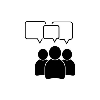 İnsanlar diyalog konuşma baloncuğu oluşturur. Vektör illüstrasyonu