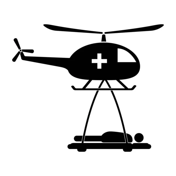 Hélicoptère Sauvetage Transportant Patient Illustration Vectorielle Copter Médical — Image vectorielle