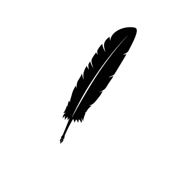 Black White Feather Icon Vector Illustration — Stock Vector