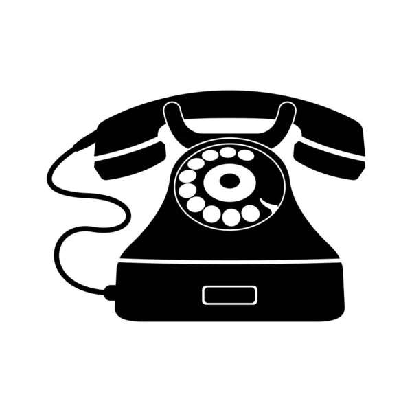 Eski moda telefon ikonu. Telefondaki dönen bir çevirme mekanizması. Vektör illüstrasyonu