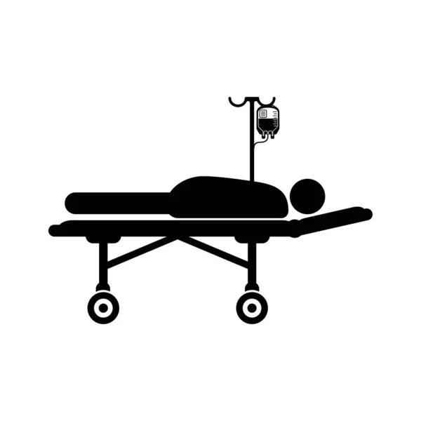 Мужчина Лежит Больничной Койке Связанной Иконой Дроппера Векторная Иллюстрация Лечения — стоковый вектор