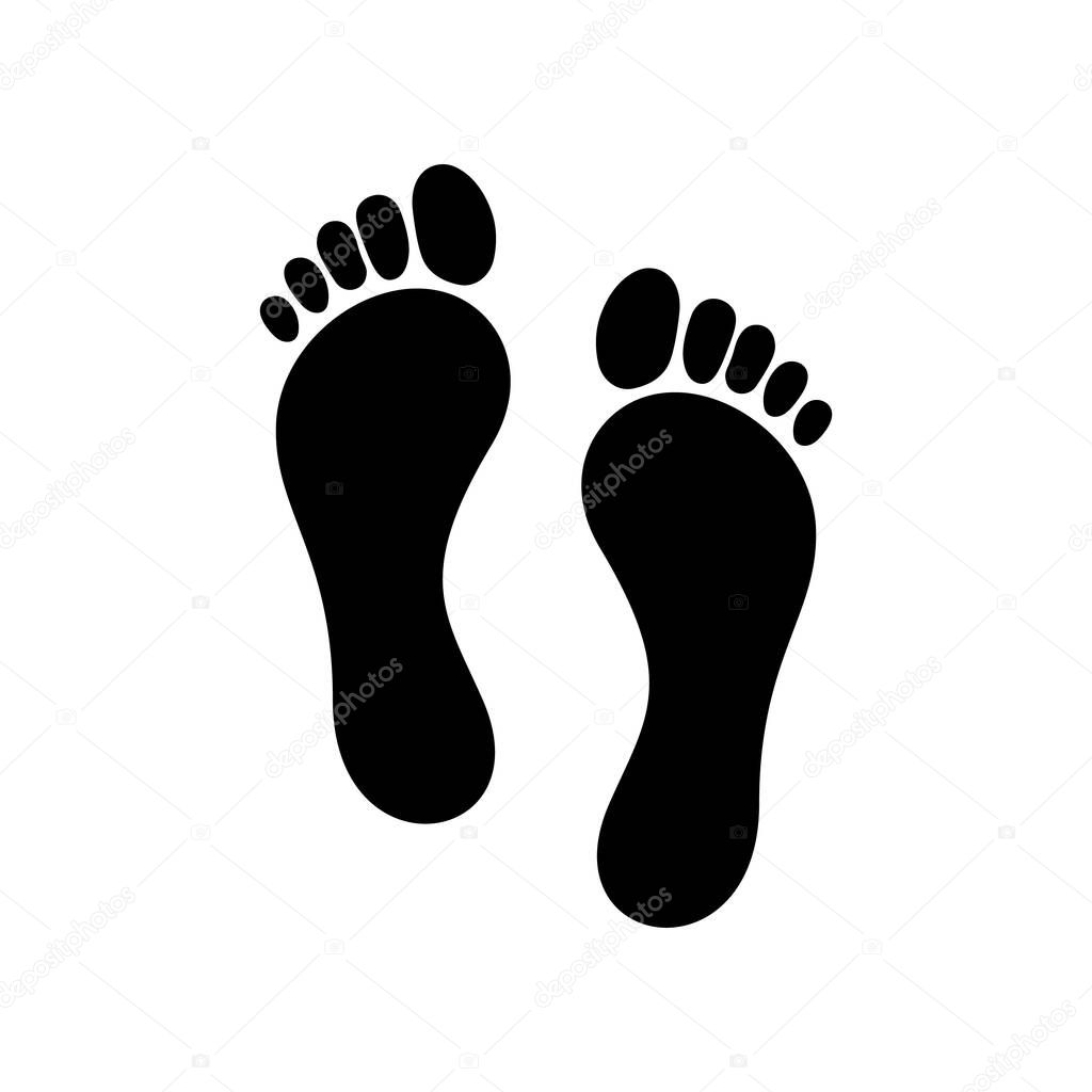 Foot print icon. Vector illustration bare foot symbol on white background.