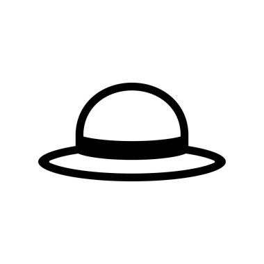 Şapka simgesi. Çiftçi hasır şapkası. Güneş koruması için başlık. Vektör illüstrasyonu