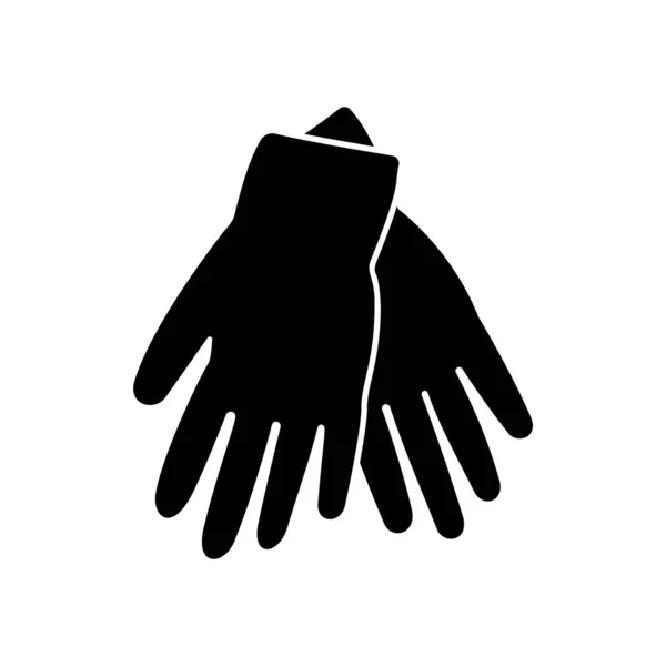 Значок Двух Перчаток Черно Белая Векторная Иллюстрация Перчаток Сада Медицины — стоковый вектор