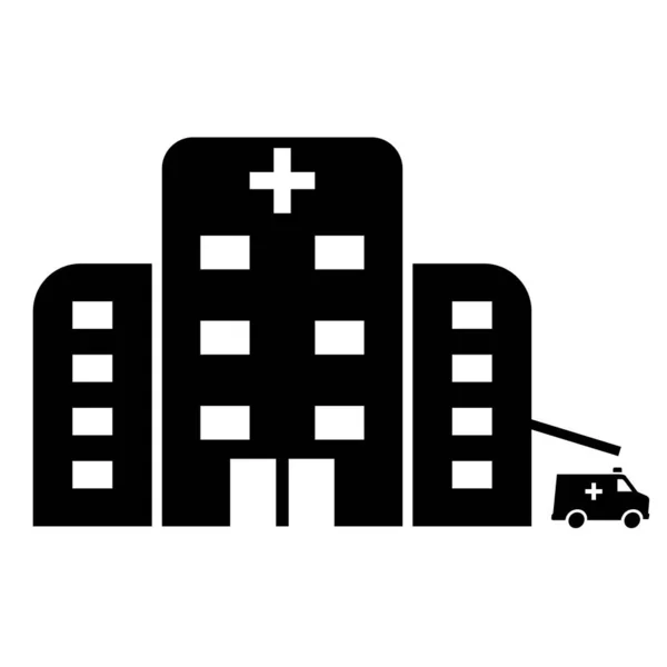 Ikona Nemocnice Kříží Stavbu Izolovaného Lidského Lékařského Pohledu Ploché Černé — Stockový vektor