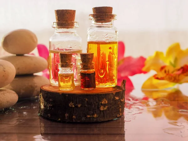 Spa concept with jasmine flowers on a old wooden background — Stock Photo, Image