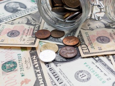 Dağınık Doları banknot soyut kesintisiz olarak arka plan.