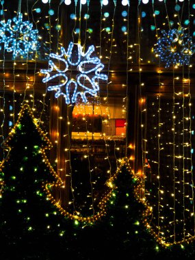 Noel dekorasyon arka plan, Noel ışıkları, bokeh arka plan arka plan