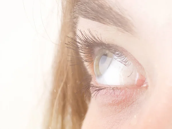 Teil des Körpers einer Frau, die Augen, das Konzept des Blicks, Pupillen, Wimpern — Stockfoto