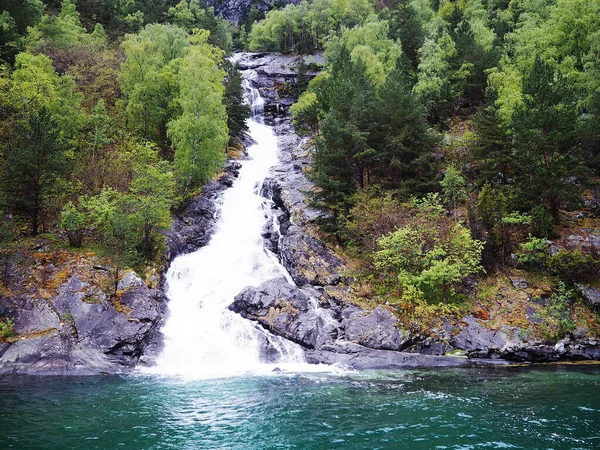 Noorse Geiranger Fjord Met Prachtig Water Prachtig Fjord Landschap Met — Stockfoto