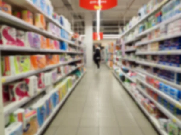 Elvont Elmosódott Polc Minimart Szupermarket Motion Elmosódott Ügyfelek Séta Bevásárlóközpont — Stock Fotó