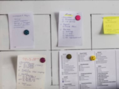 Arkaplanı bulanık notlara sahip manyetik tahta