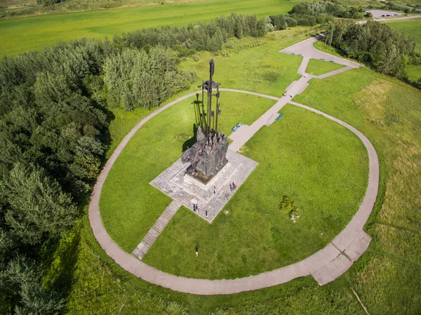 Vista aérea O monumento de Aleksandr Nevskiy em Pskov Rússia — Fotografia de Stock