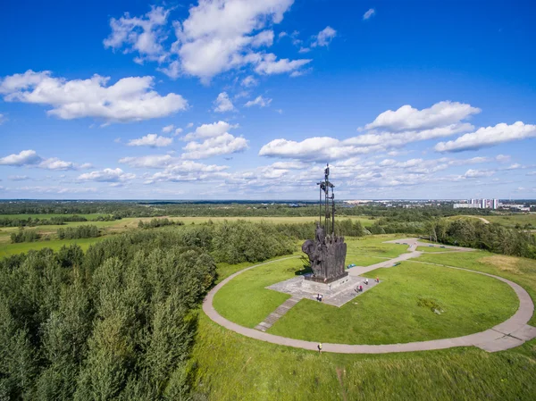 Vista aérea O monumento de Aleksandr Nevskiy em Pskov Rússia — Fotografia de Stock