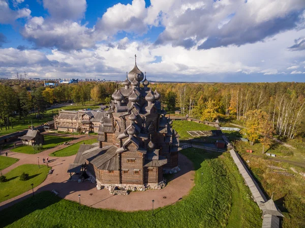 Aerial view of the wooden church of the Holy Virgin Cover St. Petersburg, Russia — Stock Photo, Image