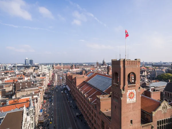 Vista aérea de la ciudad de Ámsterdam, cerca de la casa de cambio — Foto de Stock