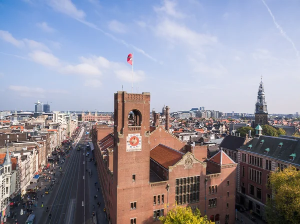 Vista aérea de la ciudad de Ámsterdam, cerca de la casa de cambio — Foto de Stock