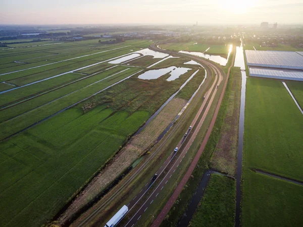 Luchtfoto van broeikasgassen in velden Nederland — Stockfoto