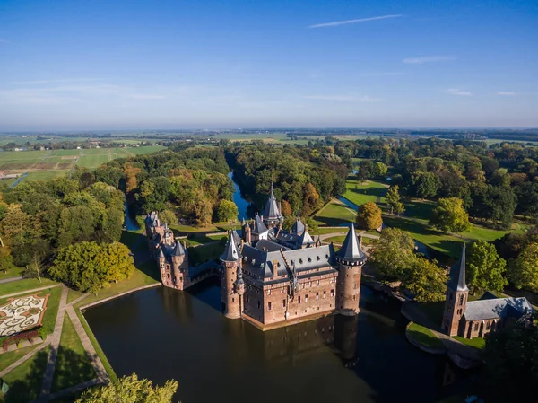 Letecký pohled na hrad De Haar, Nizozemsko — Stock fotografie