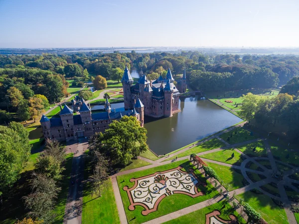 Letecký pohled na hrad De Haar, Nizozemsko — Stock fotografie