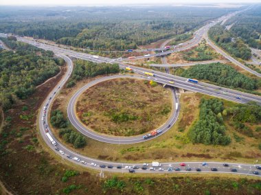 road junction in the countryside aerial view in Netherlands clipart