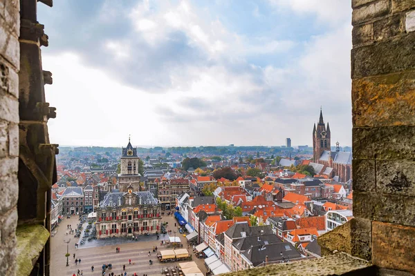 La vista de la catedral gótica en Delft — Foto de Stock