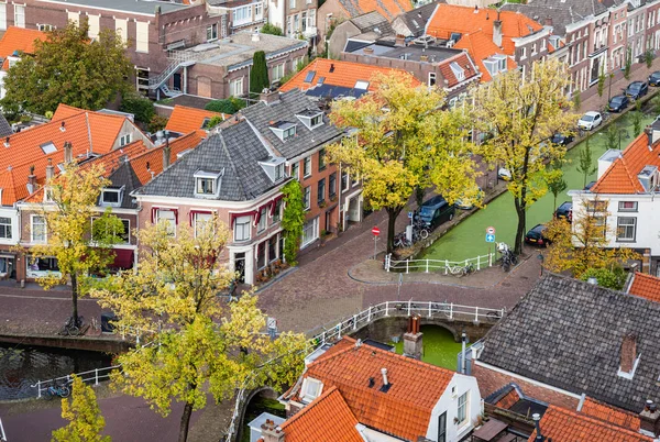 Delft eski şehrin havadan görünümü — Stok fotoğraf