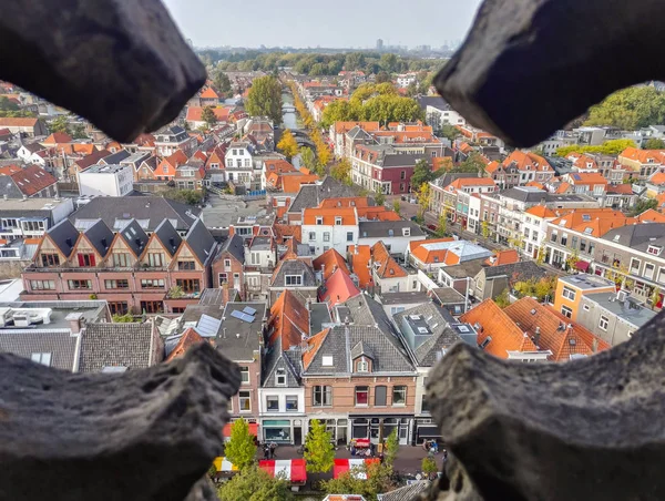 La vista aérea del casco antiguo de Delft — Foto de Stock