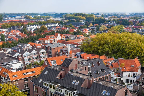 Delft eski şehrin havadan görünümü — Stok fotoğraf