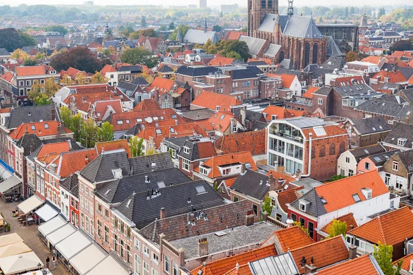 La vista aérea del casco antiguo de Delft — Foto de Stock