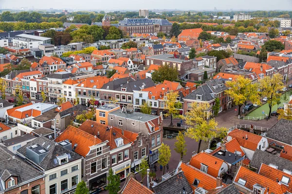 Vue aérienne de la vieille ville de Delft — Photo