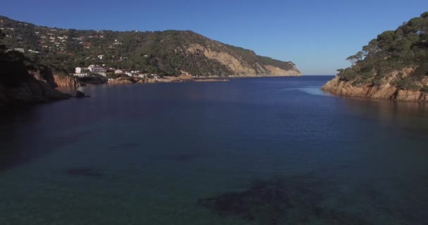 Costa Brava coast flying panoramic view — Stock Video