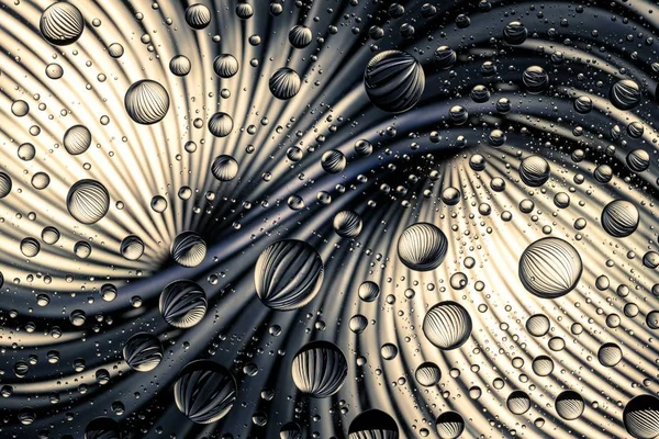 Líneas abstractas a través de gotas de agua en una macro de vidrio — Foto de Stock