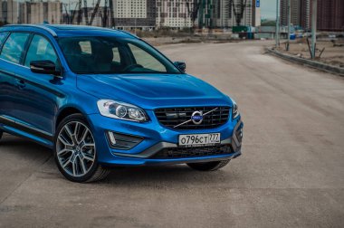 Moskova, Rusya - 20 Mayıs 2017 Volvo Xc60 Polestar, ön görünümü. Yeni Volvo Xc60 Polestar testi. Bu arabada Awd kompakt crossover Suv. T6 motor.