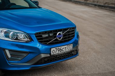 Moskova, Rusya - 20 Mayıs 2017 Volvo Xc60 Polestar, ön görünümü. Yeni Volvo Xc60 Polestar testi. Bu arabada Awd kompakt crossover Suv. T6 motor.