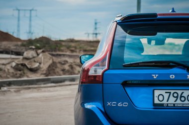 Moskova, Rusya - 20 Mayıs 2017 Volvo Xc60 Polestar, ön görünümü. Yeni Volvo Xc60 Polestar testi. Bu arabada Awd kompakt crossover Suv. T6 motor.