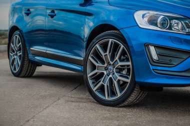 Moskova, Rusya - 20 Mayıs 2017 Volvo Xc60 Polestar, ön görünümü. Yeni Volvo Xc60 Polestar testi. Bu arabada Awd kompakt crossover Suv. T6 motor.