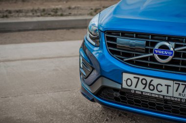 Moskova, Rusya - 20 Mayıs 2017 Volvo Xc60 Polestar, ön görünümü. Yeni Volvo Xc60 Polestar testi. Bu arabada Awd kompakt crossover Suv. T6 motor.