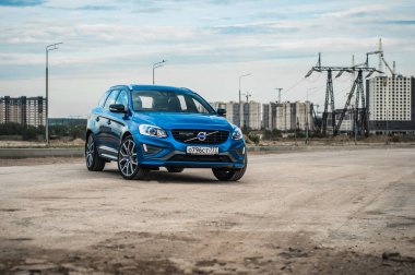 Moskova, Rusya - 20 Mayıs 2017 Volvo Xc60 Polestar, ön görünümü. Yeni Volvo Xc60 Polestar testi. Bu arabada Awd kompakt crossover Suv. T6 motor.