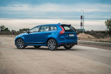 Moskova, Rusya - 20 Mayıs 2017 Volvo Xc60 Polestar, ön görünümü. Yeni Volvo Xc60 Polestar testi. Bu arabada Awd kompakt crossover Suv. T6 motor.