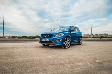 Moskova, Rusya - 20 Mayıs 2017 Volvo Xc60 Polestar, ön görünümü. Yeni Volvo Xc60 Polestar testi. Bu arabada Awd kompakt crossover Suv. T6 motor.