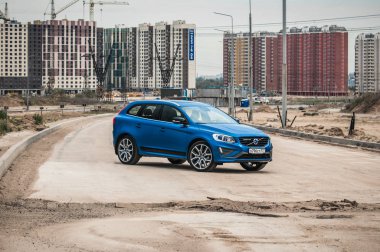 Moskova, Rusya - 20 Mayıs 2017 Volvo Xc60 Polestar, ön görünümü. Yeni Volvo Xc60 Polestar testi. Bu arabada Awd kompakt crossover Suv. T6 motor.