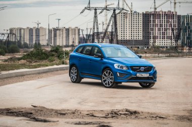 Moskova, Rusya - 20 Mayıs 2017 Volvo Xc60 Polestar, ön görünümü. Yeni Volvo Xc60 Polestar testi. Bu arabada Awd kompakt crossover Suv. T6 motor.