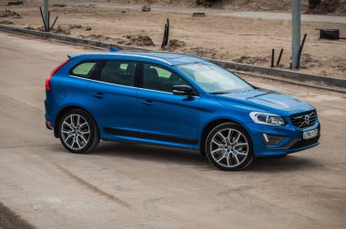 Moskova, Rusya - 20 Mayıs 2017 Volvo Xc60 Polestar, ön görünümü. Yeni Volvo Xc60 Polestar testi. Bu arabada Awd kompakt crossover Suv. T6 motor.