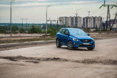 Moskova, Rusya - 20 Mayıs 2017 Volvo Xc60 Polestar, ön görünümü. Yeni Volvo Xc60 Polestar testi. Bu arabada Awd kompakt crossover Suv. T6 motor.