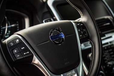 Moskova, Rusya - 20 Mayıs 2017 Volvo Xc60 Polestar, inerior görünümü. Yeni Volvo Xc60 Polestar testi. Bu arabada Awd kompakt crossover Suv. T6 motor.