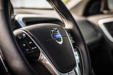 Moskova, Rusya - 20 Mayıs 2017 Volvo Xc60 Polestar, inerior görünümü. Yeni Volvo Xc60 Polestar testi. Bu arabada Awd kompakt crossover Suv. T6 motor.