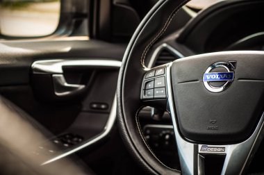 Moskova, Rusya - 20 Mayıs 2017 Volvo Xc60 Polestar, inerior görünümü. Yeni Volvo Xc60 Polestar testi. Bu arabada Awd kompakt crossover Suv. T6 motor.