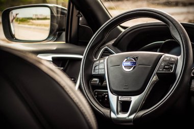 Moskova, Rusya - 20 Mayıs 2017 Volvo Xc60 Polestar, inerior görünümü. Yeni Volvo Xc60 Polestar testi. Bu arabada Awd kompakt crossover Suv. T6 motor.